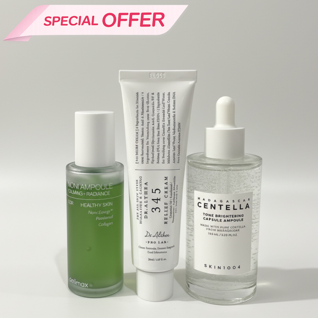 Routine Apaisante & Éclat – Celimax Noni Ampoule + Dr.Althea 345 Relief Cream + SKIN1004 Centella Brightening Ampoule
