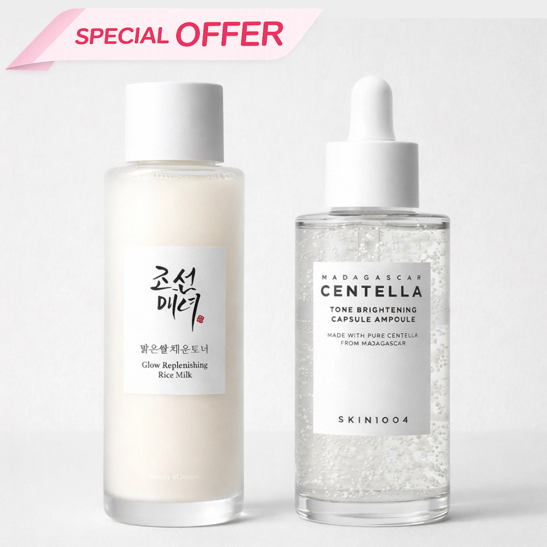 Pack Hydratation & Teint Unifié – Beauty of Joseon Glow Replenishing Rice Milk Toner & SKIN1004 Tone Brightening Capsule Ampoule