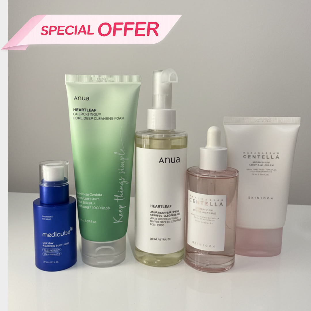Pack Routine Glass Skin Complète – Anua Heartleaf + SKIN1004 Centella + Medicube
