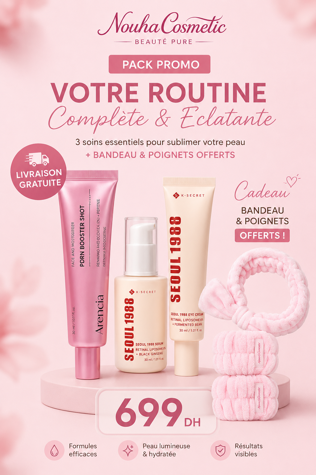 Pack Anti-Âge & Régénération – Arencia PDRN Booster Shot, K-SECRET Seoul 1988 Retinal Liposome Serum & K-SECRET Seoul 1988 Retinal Eye Cream