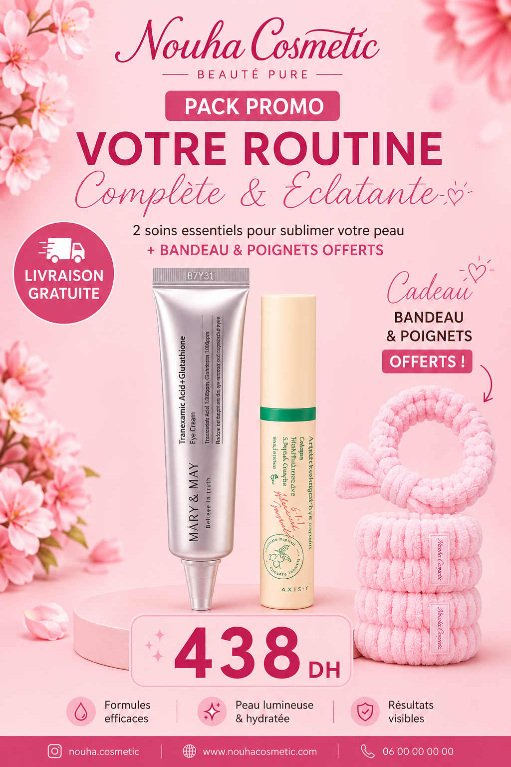 Pack Regard Éclatant – Mary & May Tranexamic Acid + Glutathione Eye Cream & AXIS-Y Vegan Collagen Eye Serum