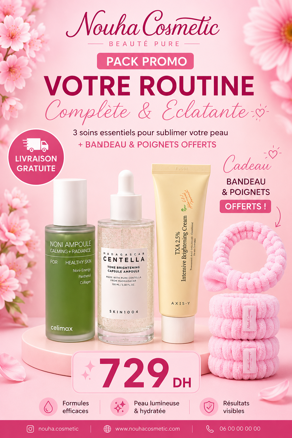 Pack Éclat Anti-Taches & Hydratation – Celimax Noni Ampoule, SKIN1004 Tone Brightening Capsule Ampoule & AXIS-Y Dark Spot Correcting Glow Cream