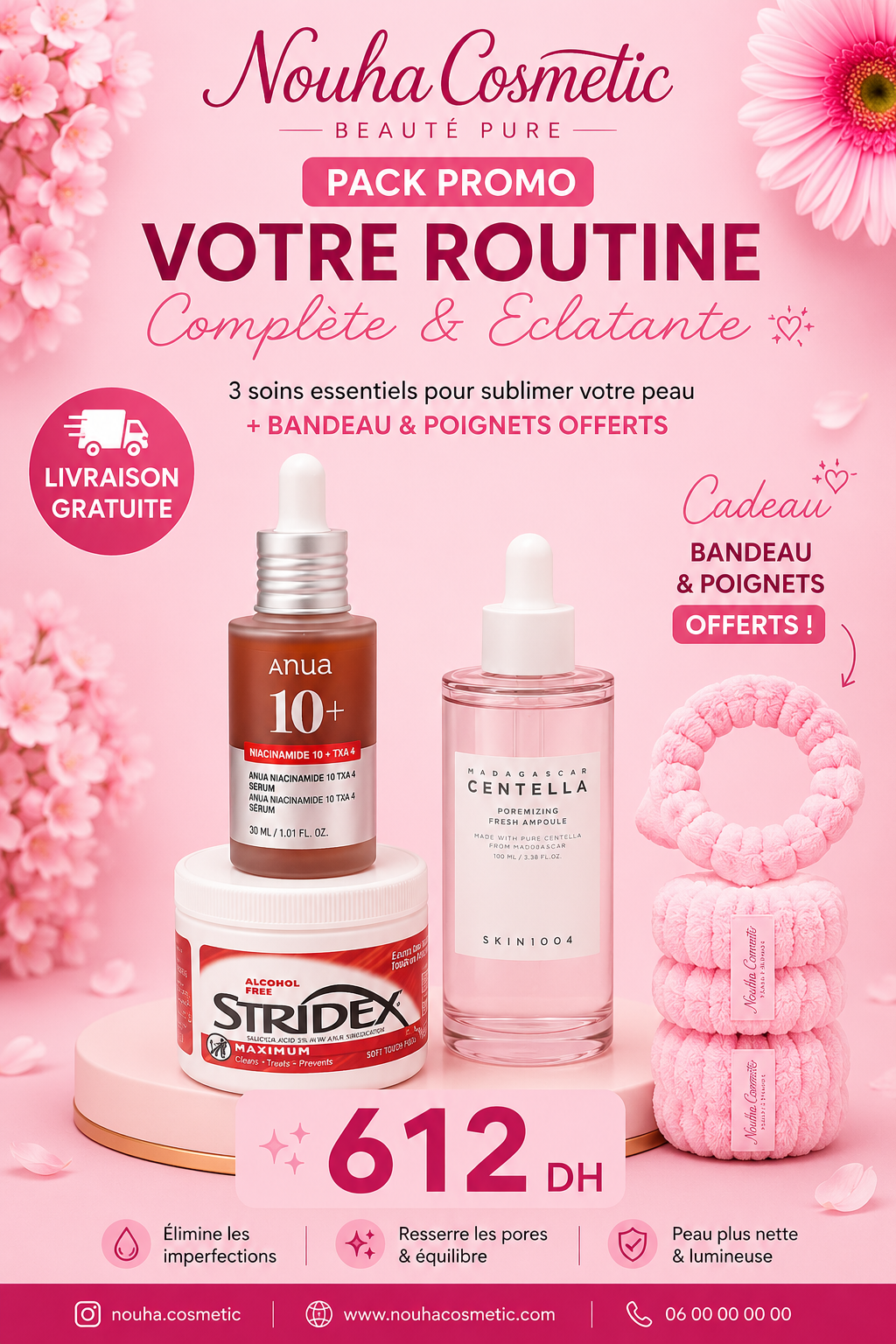 Pack Routine Anti-Imperfections – ANUA Niacinamide 10% + TXA, SKIN1004 Centella Ampoule & Stridex Maximum Pads