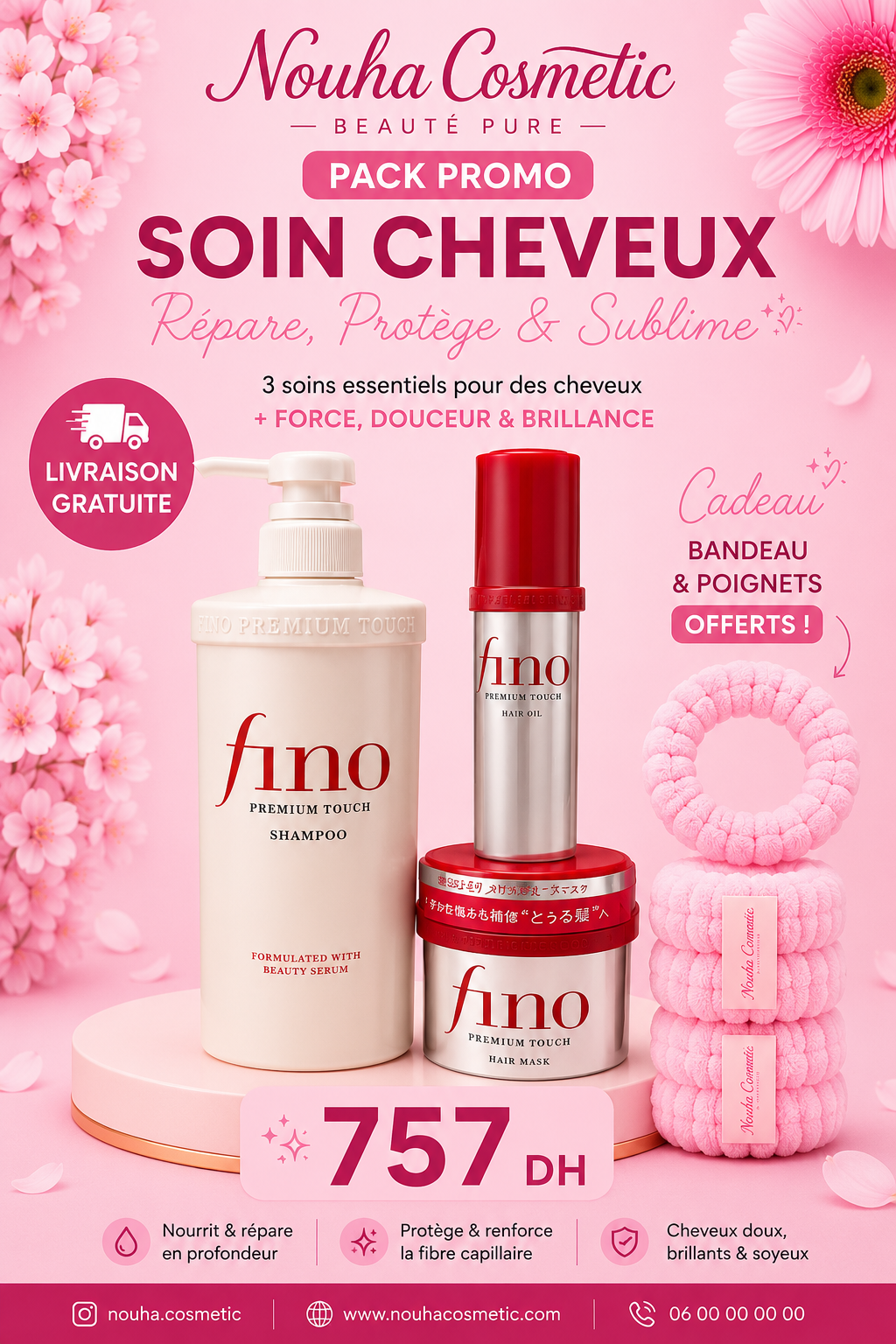 Pack Soin Cheveux Fino Premium Touch – Shampooing + Masque Capillaire + Huile Capillaire