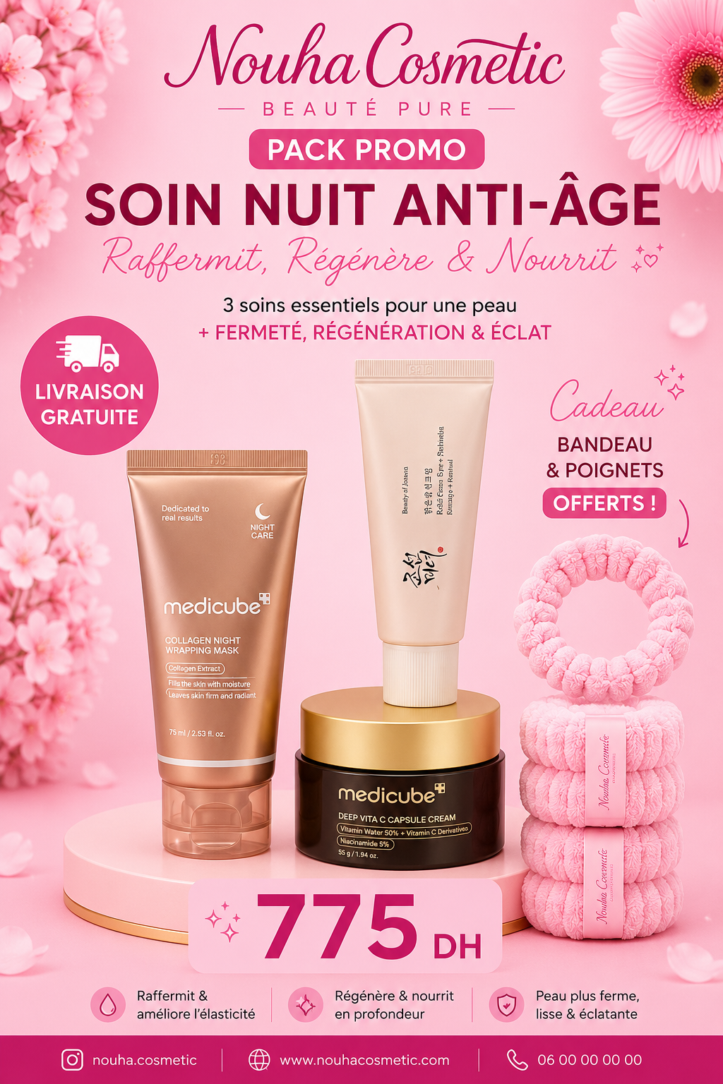 Pack Soin Nuit Anti-Âge – Medicube Collagen Night Wrapping Mask + Deep Vita C Capsule Cream + Beauty of Joseon Revive Eye Serum