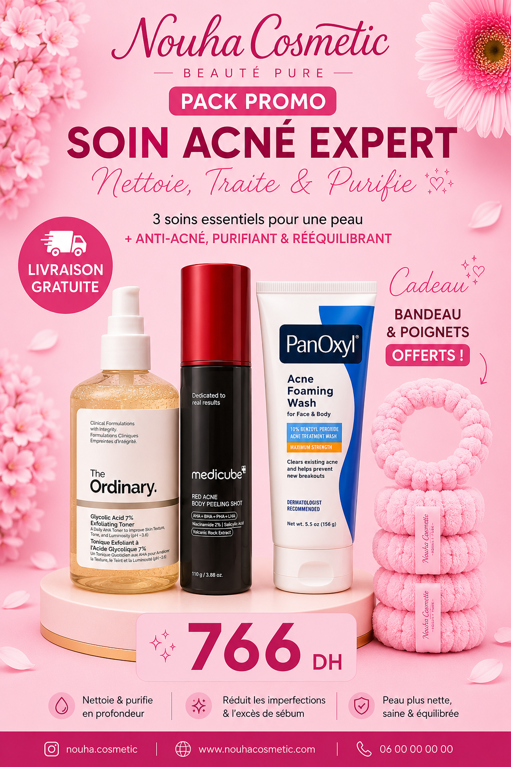 Pack Soin Acné Expert – PanOxyl 10% + Medicube Red Acne Body Peeling Shot + The Ordinary Glycolic Acid 7%
