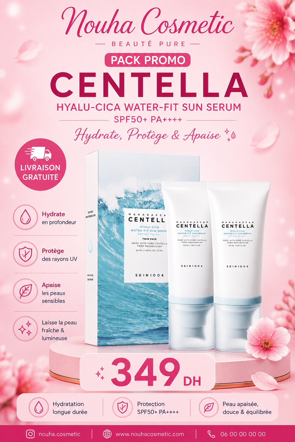 Pack Duo SKIN1004 Madagascar Centella Hyalu-Cica Water-Fit Sun Serum SPF50+ PA++++ (2 x 50 ml)
