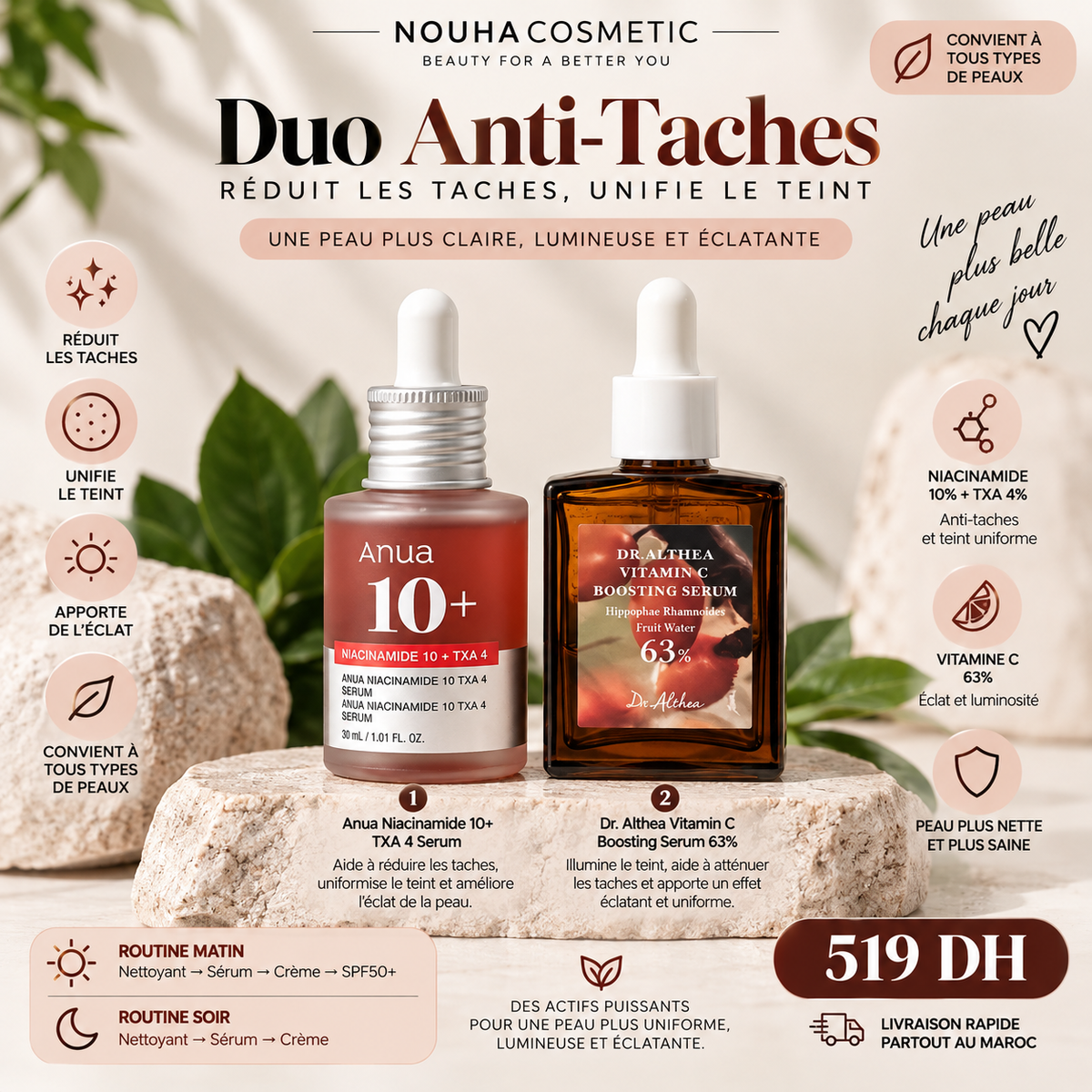 Duo Anti-Taches & Éclat – Niacinamide + Vitamine C