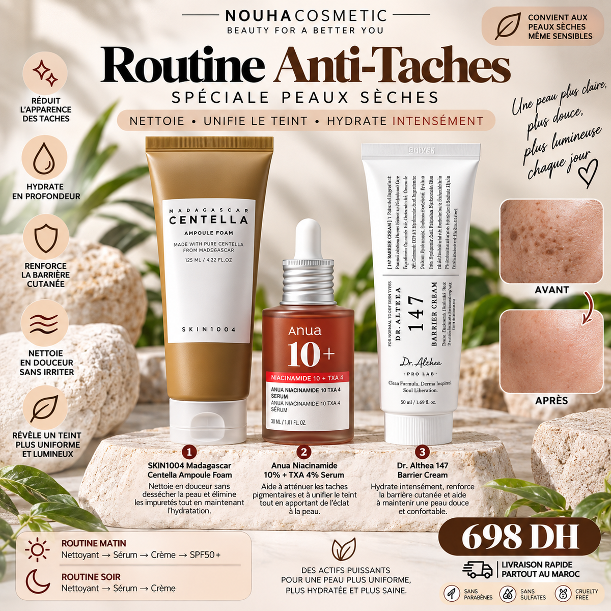 Routine Anti-Taches & Hydratation – Spéciale Peaux Sèches