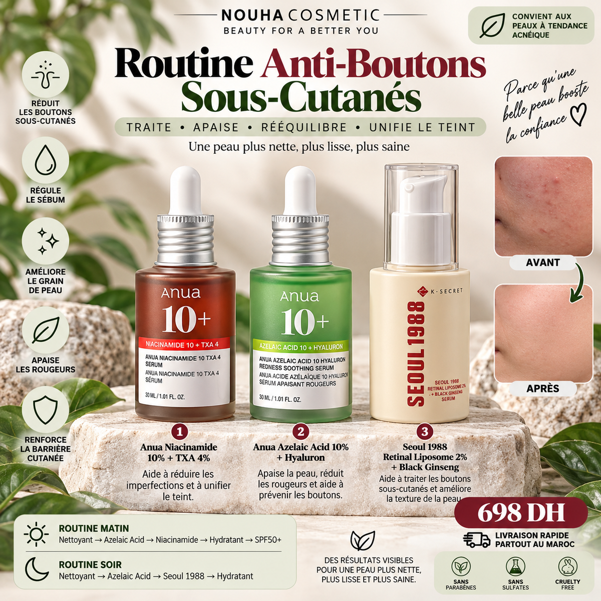 Routine Anti-Boutons Sous-Cutanés – Peau Nette & Équilibrée