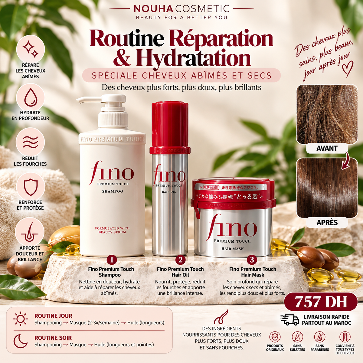 Routine Réparation & Hydratation – Cheveux Secs & Abîmés